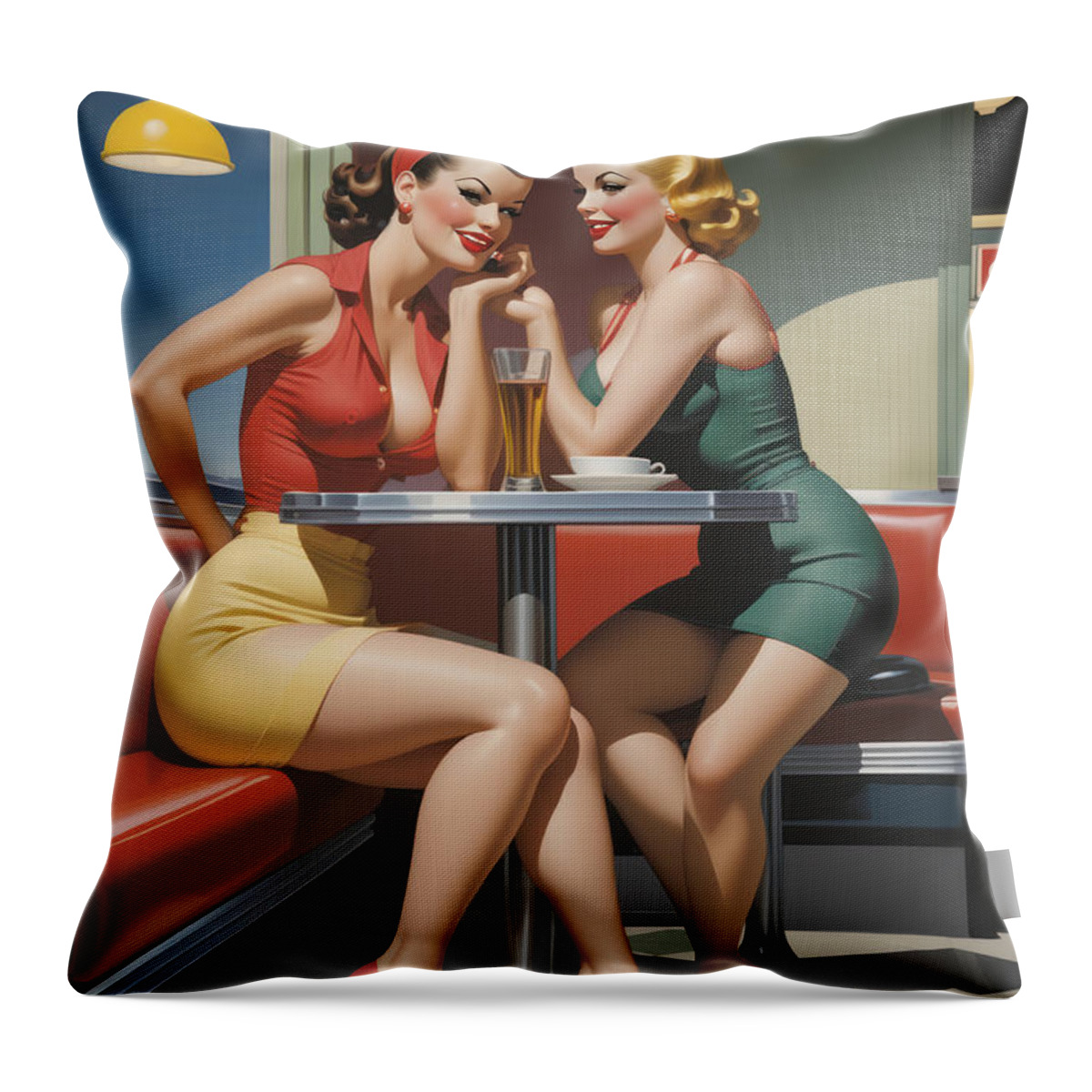 Painting Throw Pillow featuring the painting Hot Pin ups No.1 by My Head Cinema