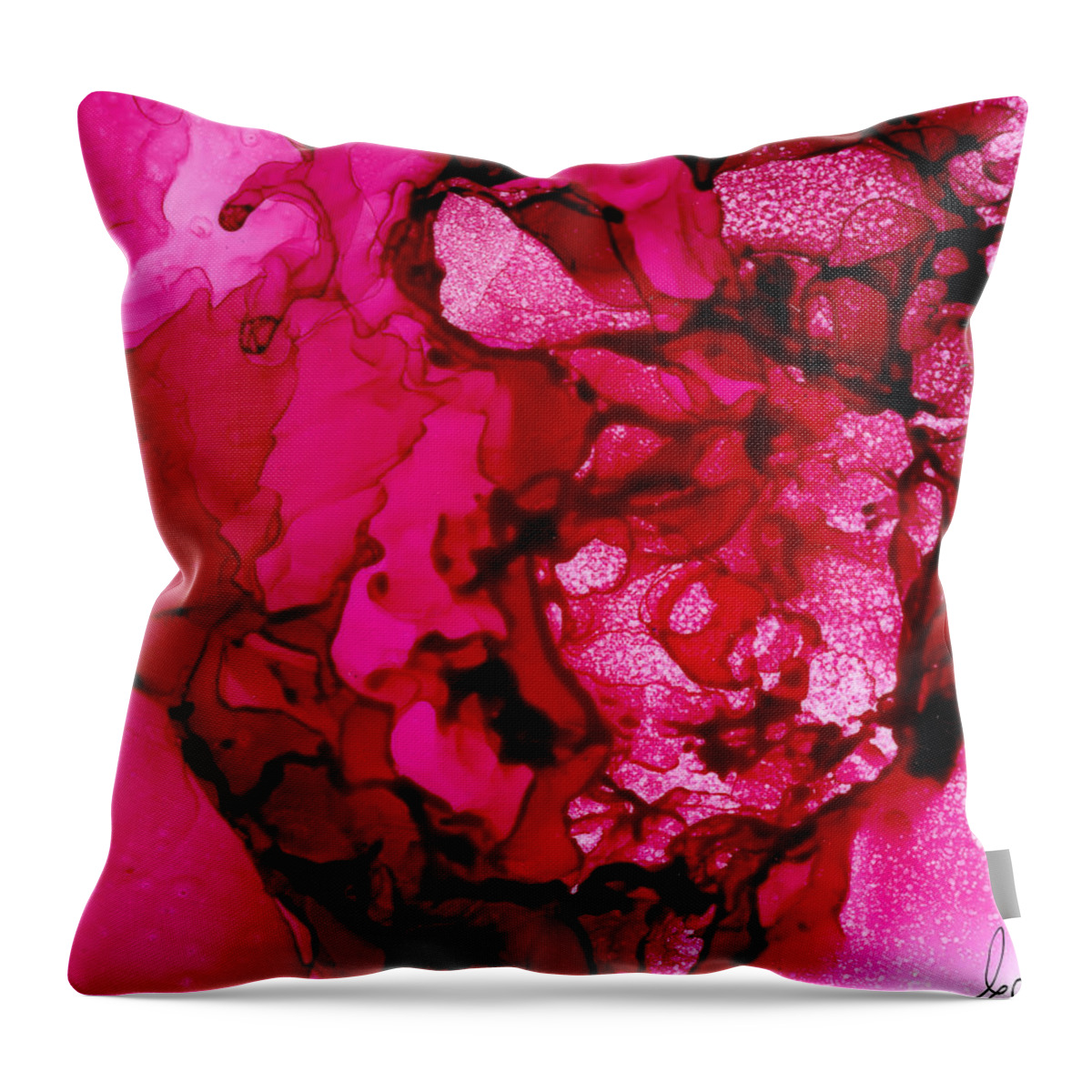 Hot Pink Peony Throw Pillow featuring the painting Hot Pink Peony by Daniela Easter