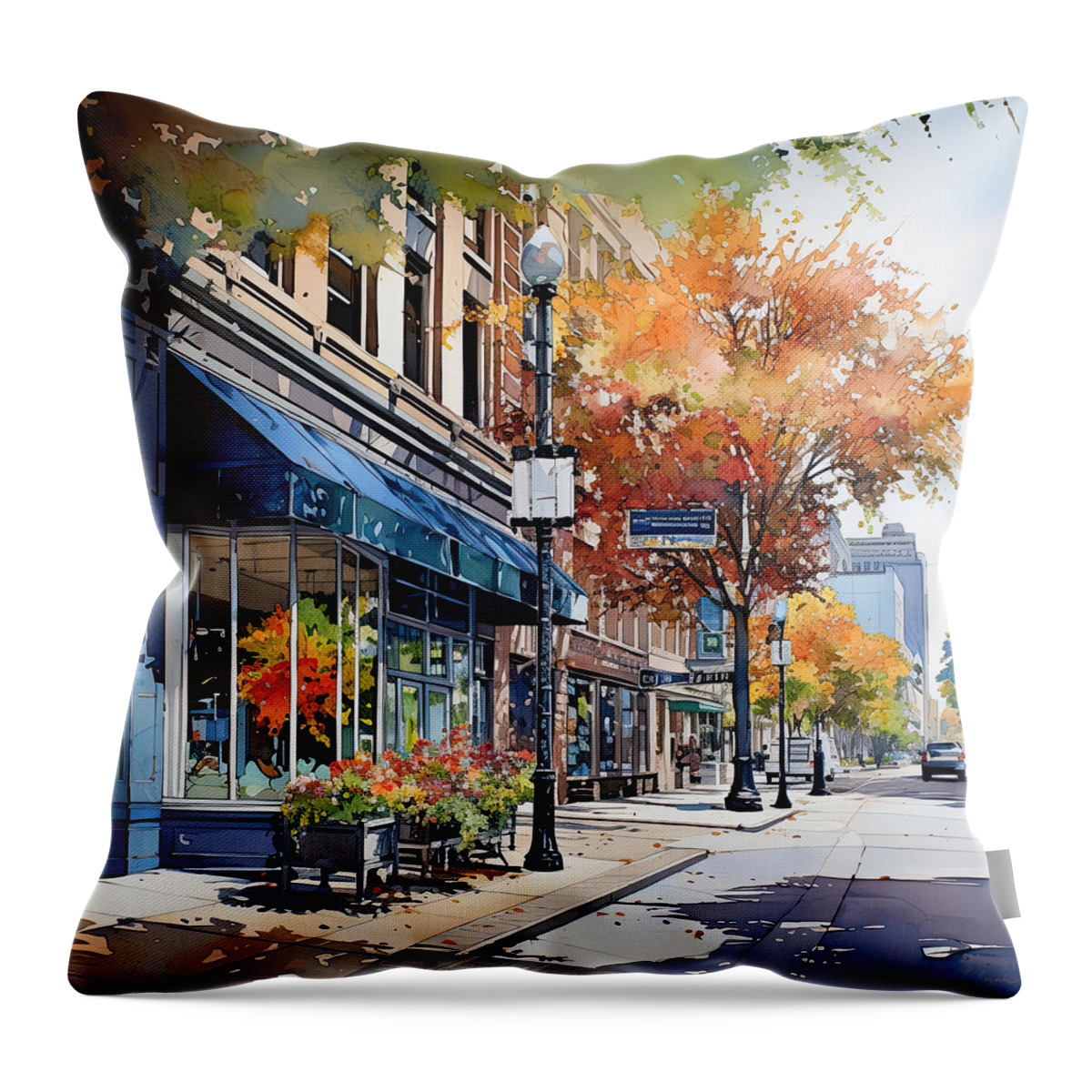 Hot Springs Arkansas Throw Pillow featuring the painting Hot Springs Arkansas Fall Foliage by Lourry Legarde