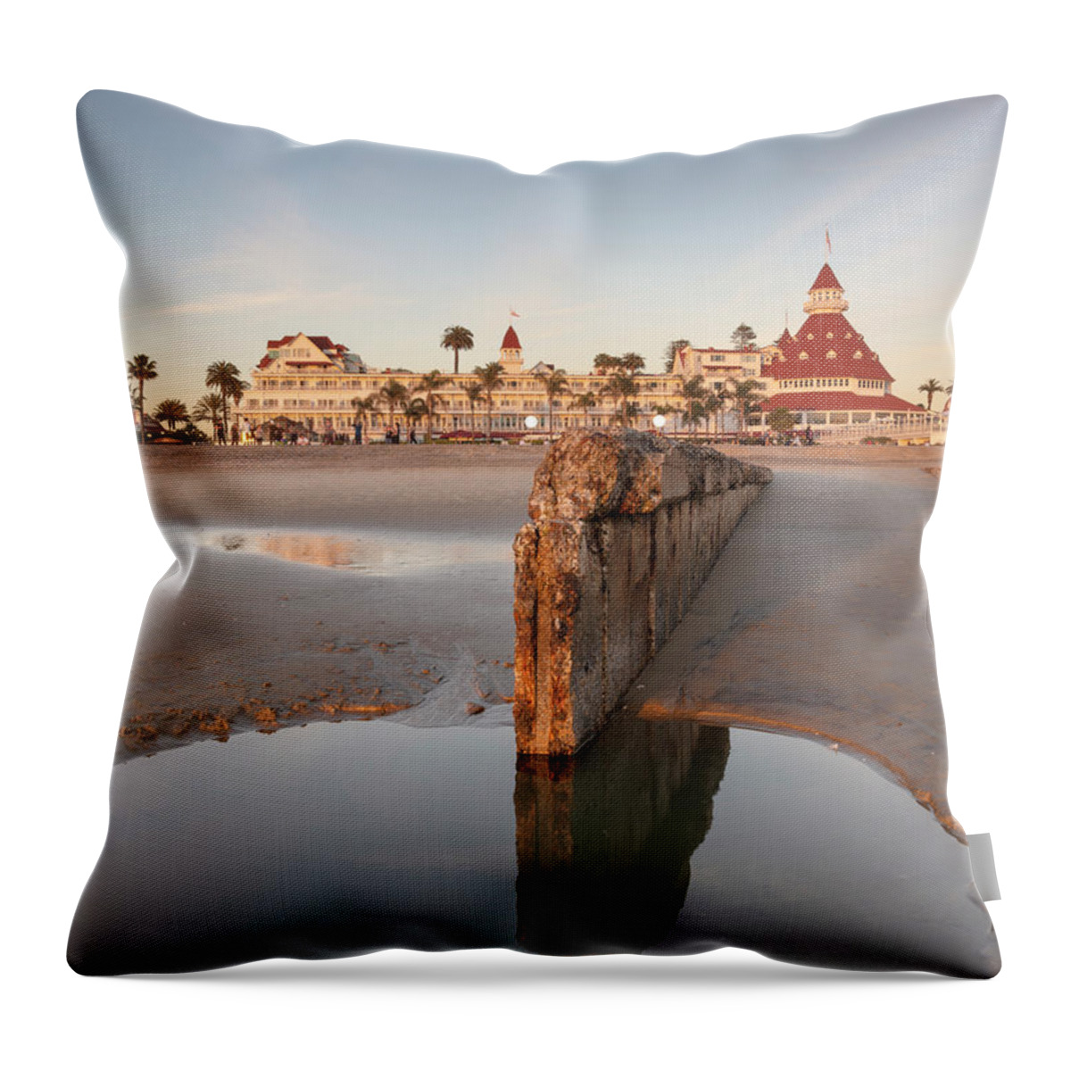 San Diego Throw Pillow featuring the photograph Hotel Del Coronado Reflection by William Dunigan