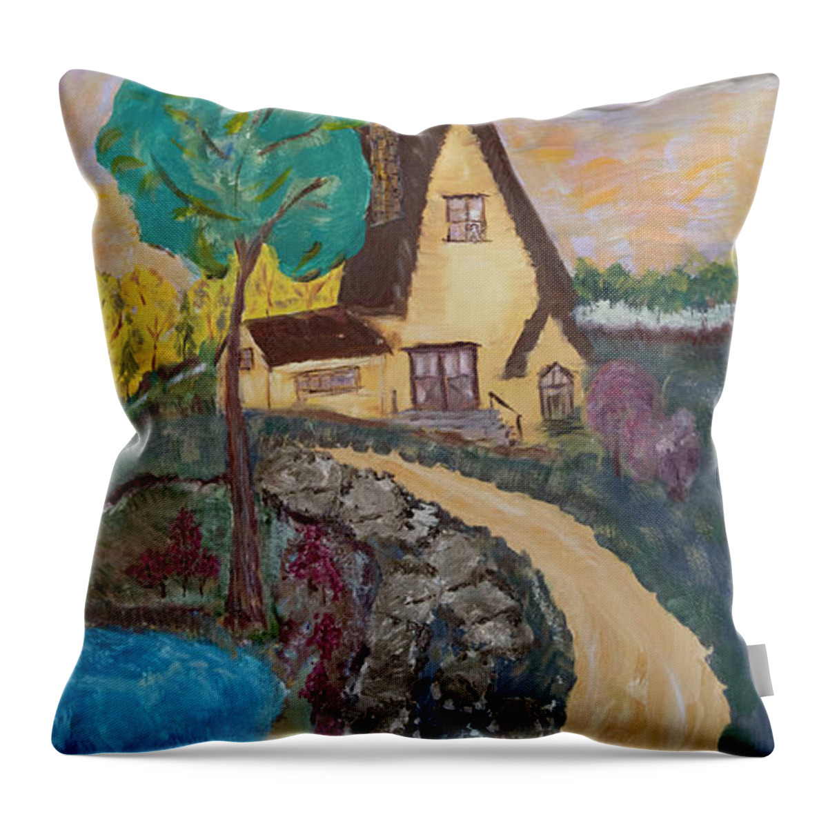  Throw Pillow featuring the painting House in the Country by David McCready