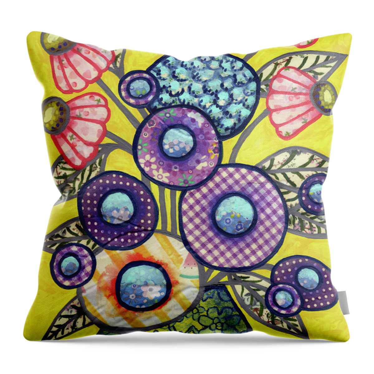 Flowers In A Vase Throw Pillow featuring the painting House Warming Bouquet by Amy E Fraser