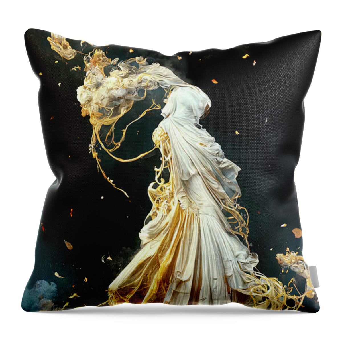Housh Throw Pillow featuring the digital art Housh - The Goddess of Breath by Daniel Eskridge