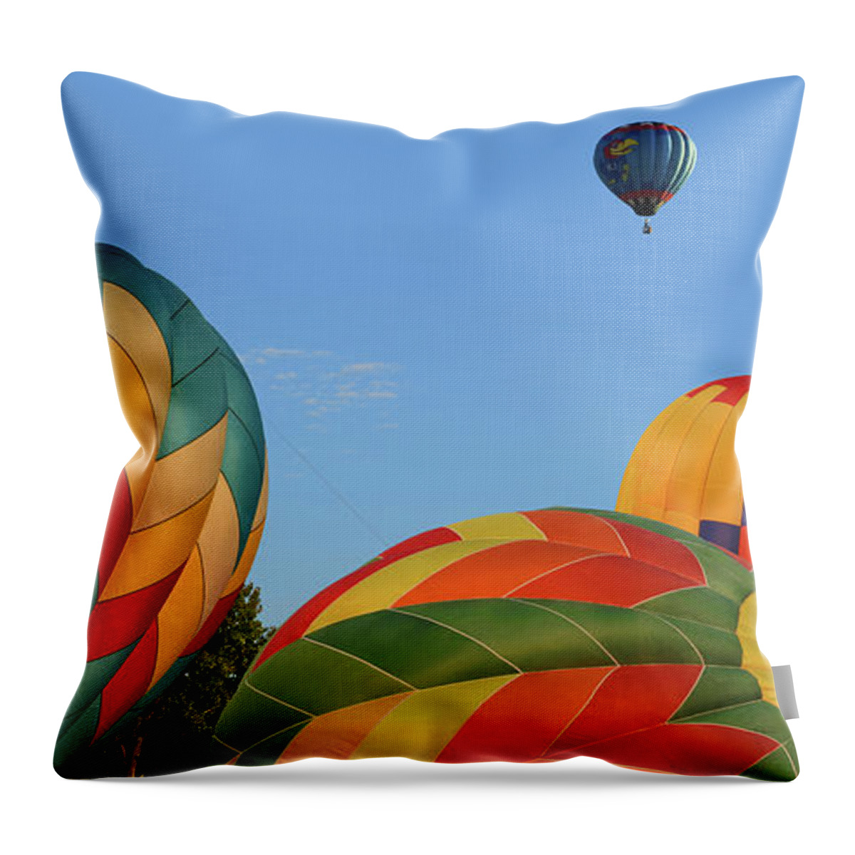Hot Air Balloons Throw Pillow featuring the photograph Huff and Puff Balloons by Rod Seel