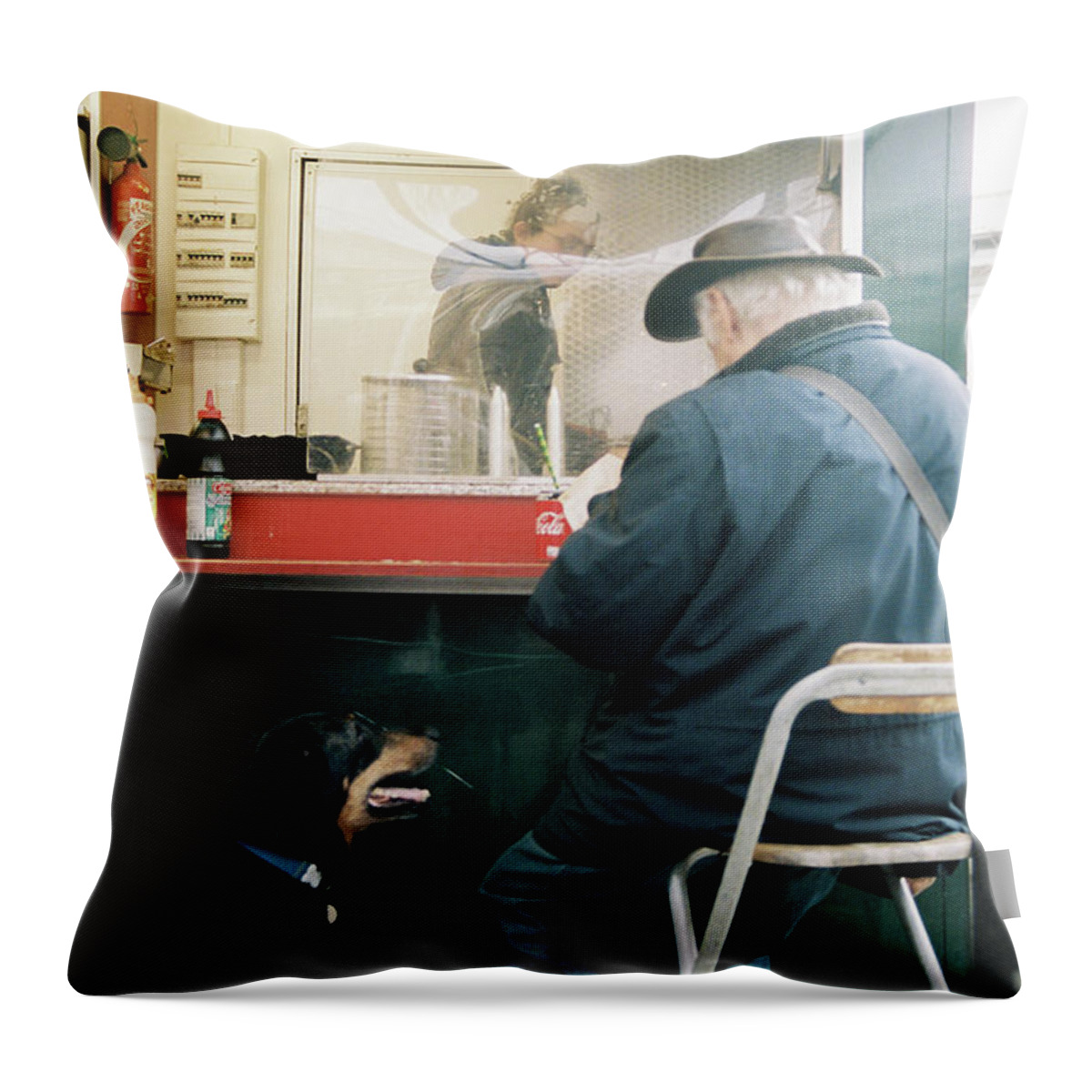 Man Throw Pillow featuring the photograph Human's best friend by Barthelemy De Mazenod