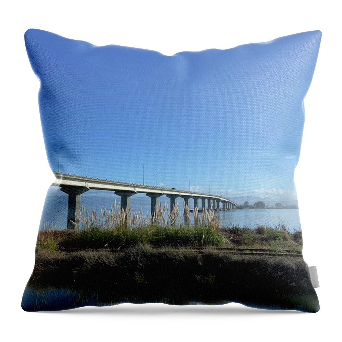 Humboldt Bay Bridge Throw Pillow featuring the photograph Humboldt Bay Bridge by Daniele Smith