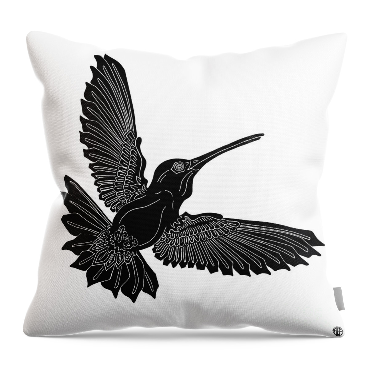 Hummingbird Throw Pillow featuring the drawing Hummingbird Ink 5 by Amy E Fraser