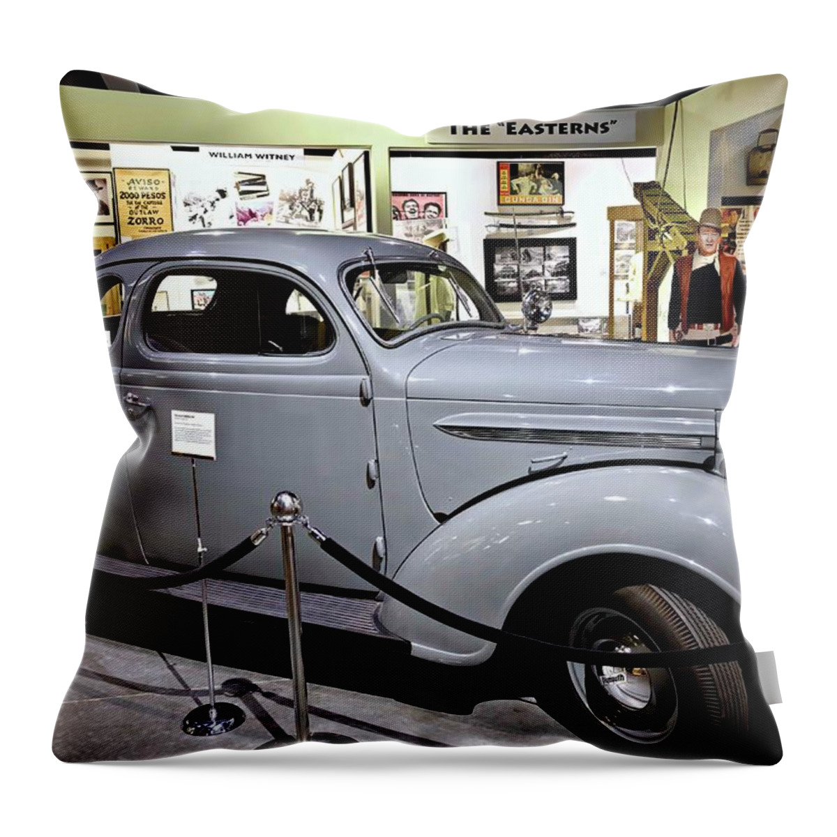  Humphrey Bogart Throw Pillow featuring the photograph Humphrey Bogart High Sierra Car by David Lawson
