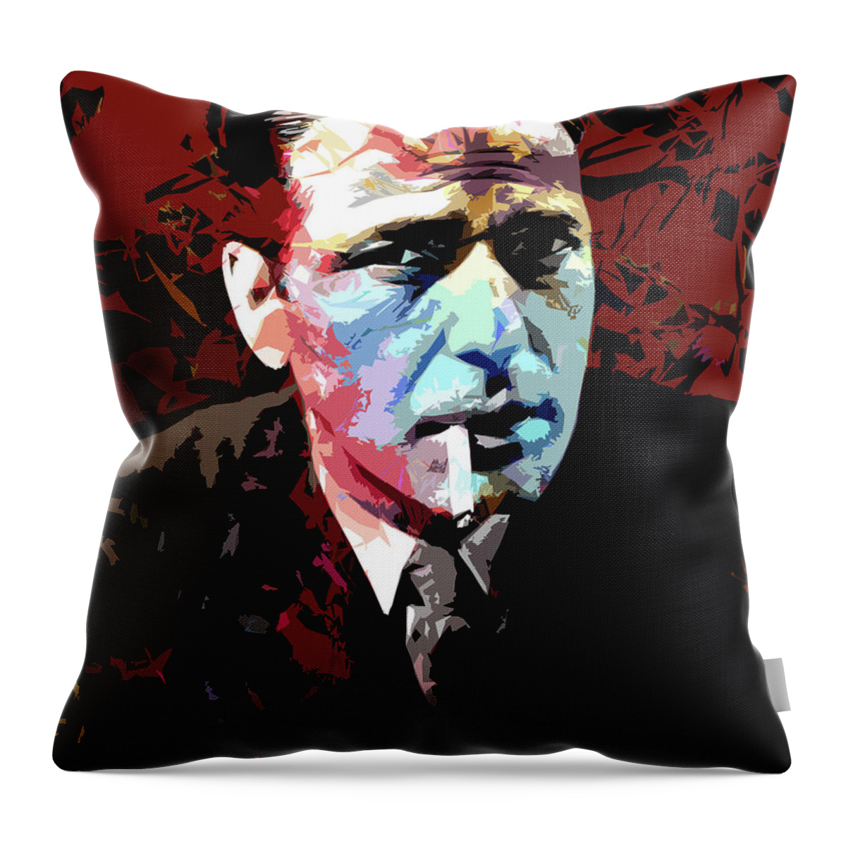 Humphrey Bogart Throw Pillow featuring the digital art Humphrey Bogart psychedelic portrait by Movie World Posters