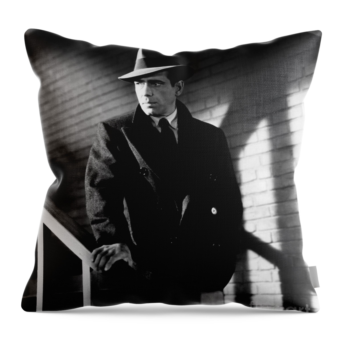 Film Noir Throw Pillow featuring the photograph Humphrey Bogart - The Maltese Falcon by Sad Hill - Bizarre Los Angeles Archive