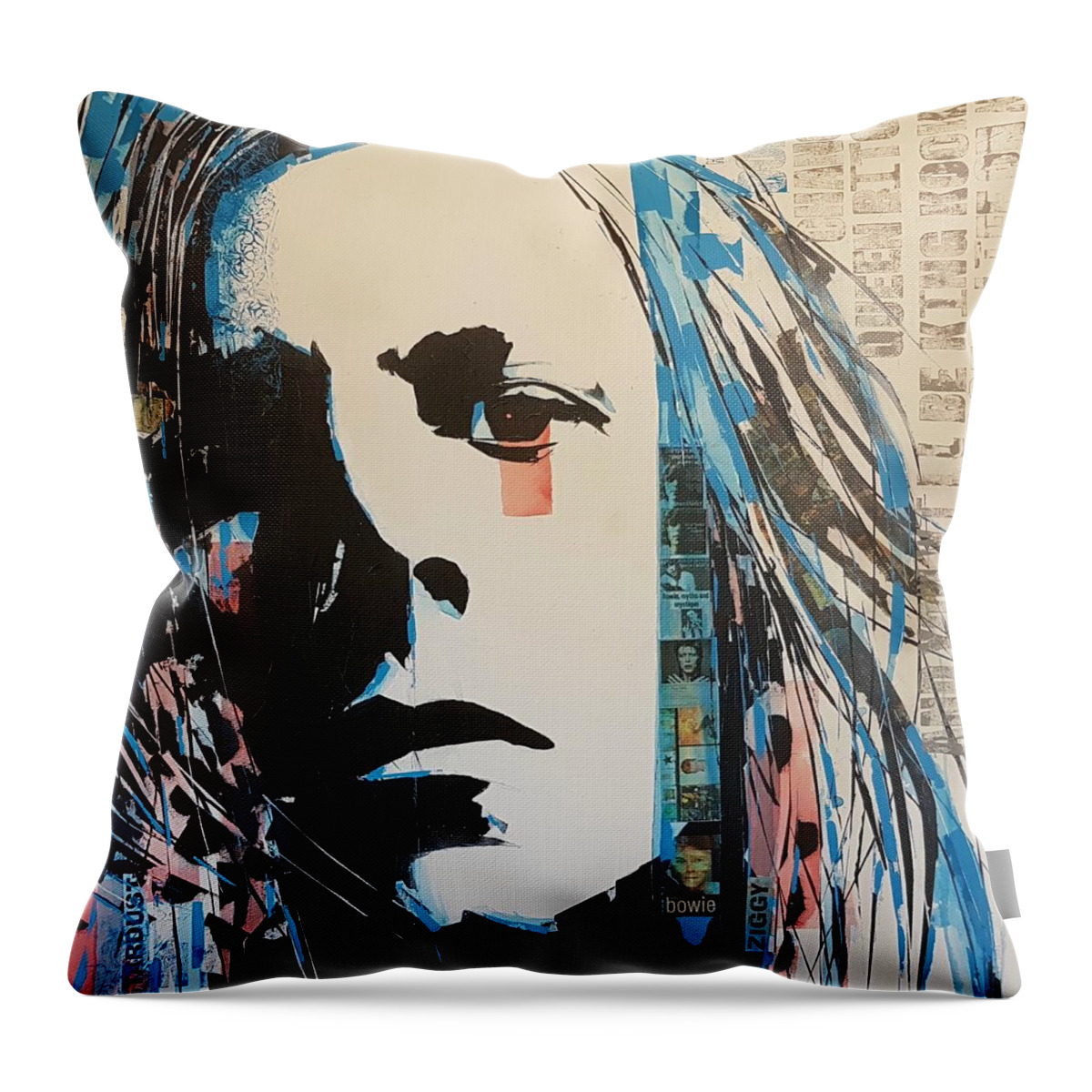 David Bowie Art Throw Pillow featuring the painting Hunky Dory Bowie by Paul Lovering