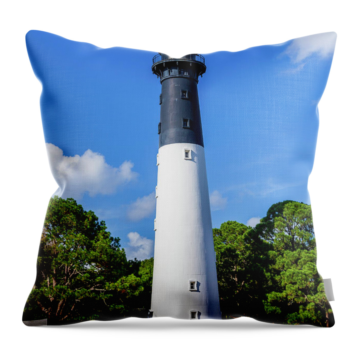 2016 Throw Pillow featuring the photograph Hunting Island State Park Lighthouse by Charles Hite