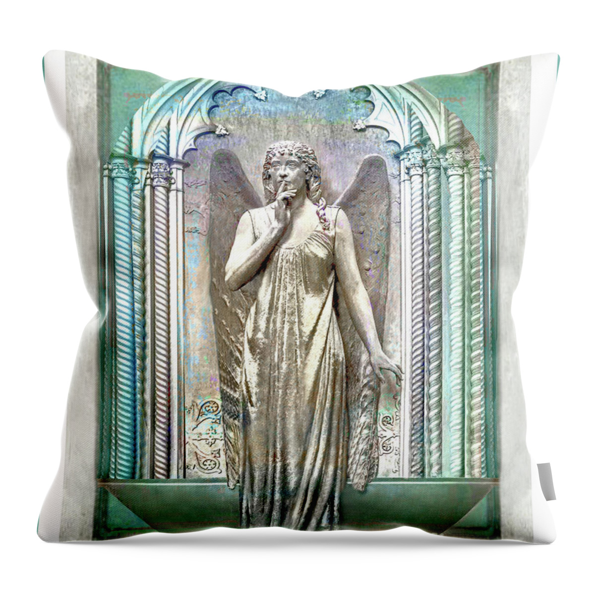 Italy Throw Pillow featuring the photograph Hush Angel-Genoa, Italy by Jennie Breeze
