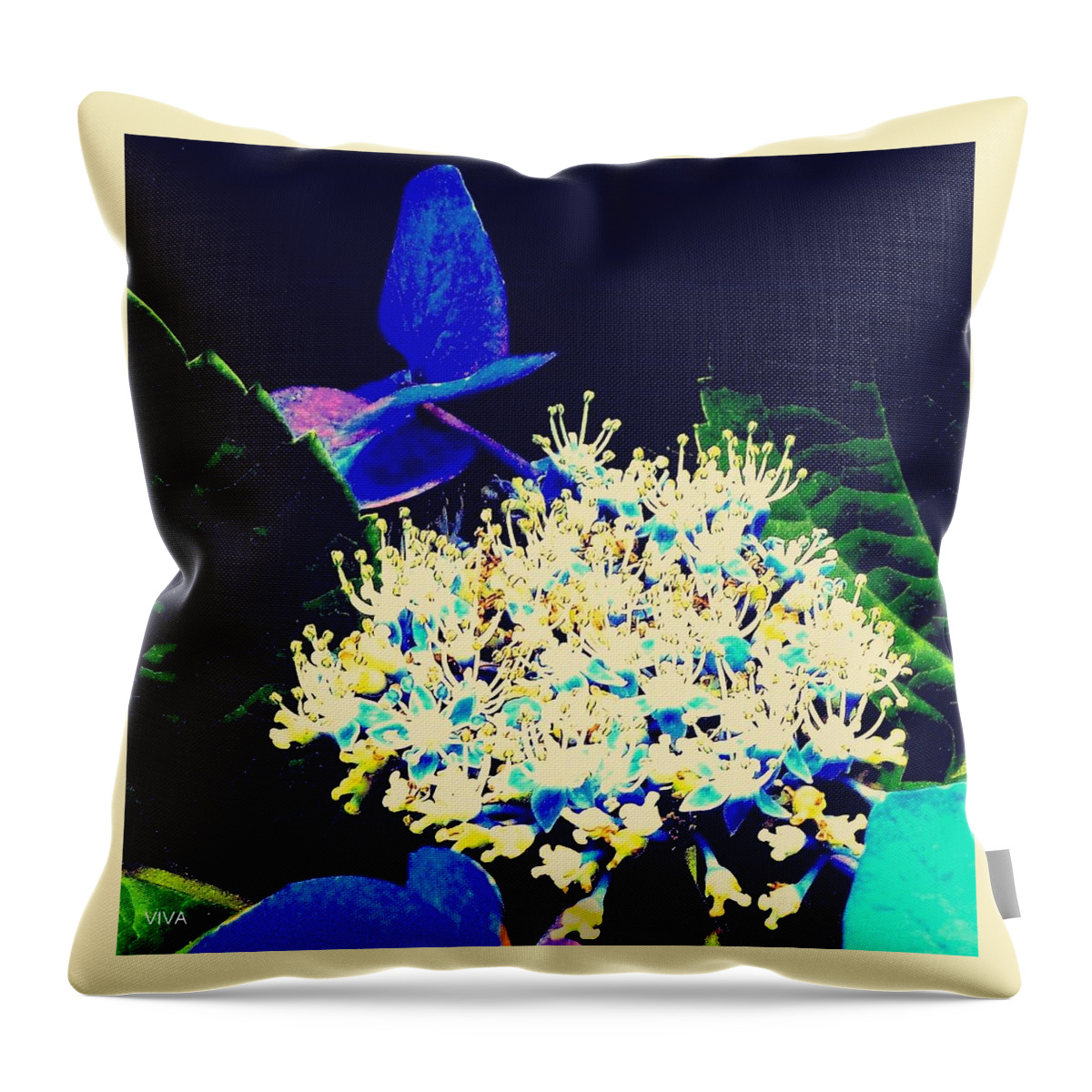 Hydrangea Throw Pillow featuring the photograph Hydrangea Dreaming - Abstract by VIVA Anderson