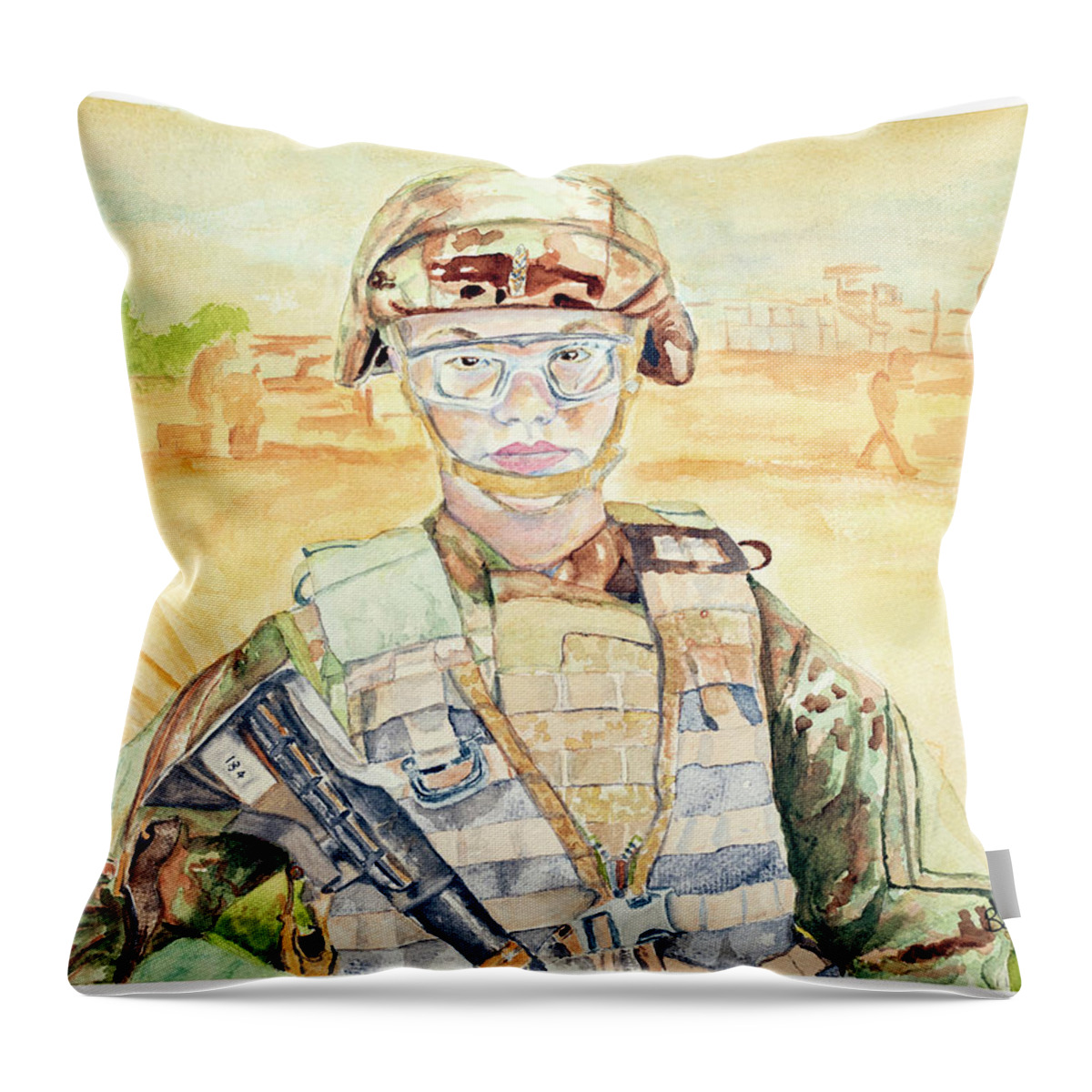 Soldier Throw Pillow featuring the painting I Am Who I Am by Barbara F Johnson