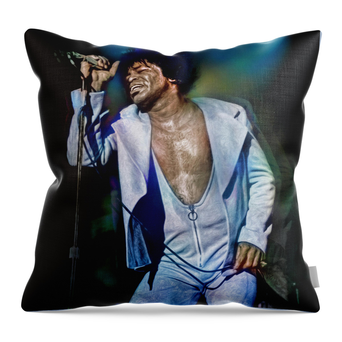 James Brown Throw Pillow featuring the digital art I Feel Good by Mal Bray