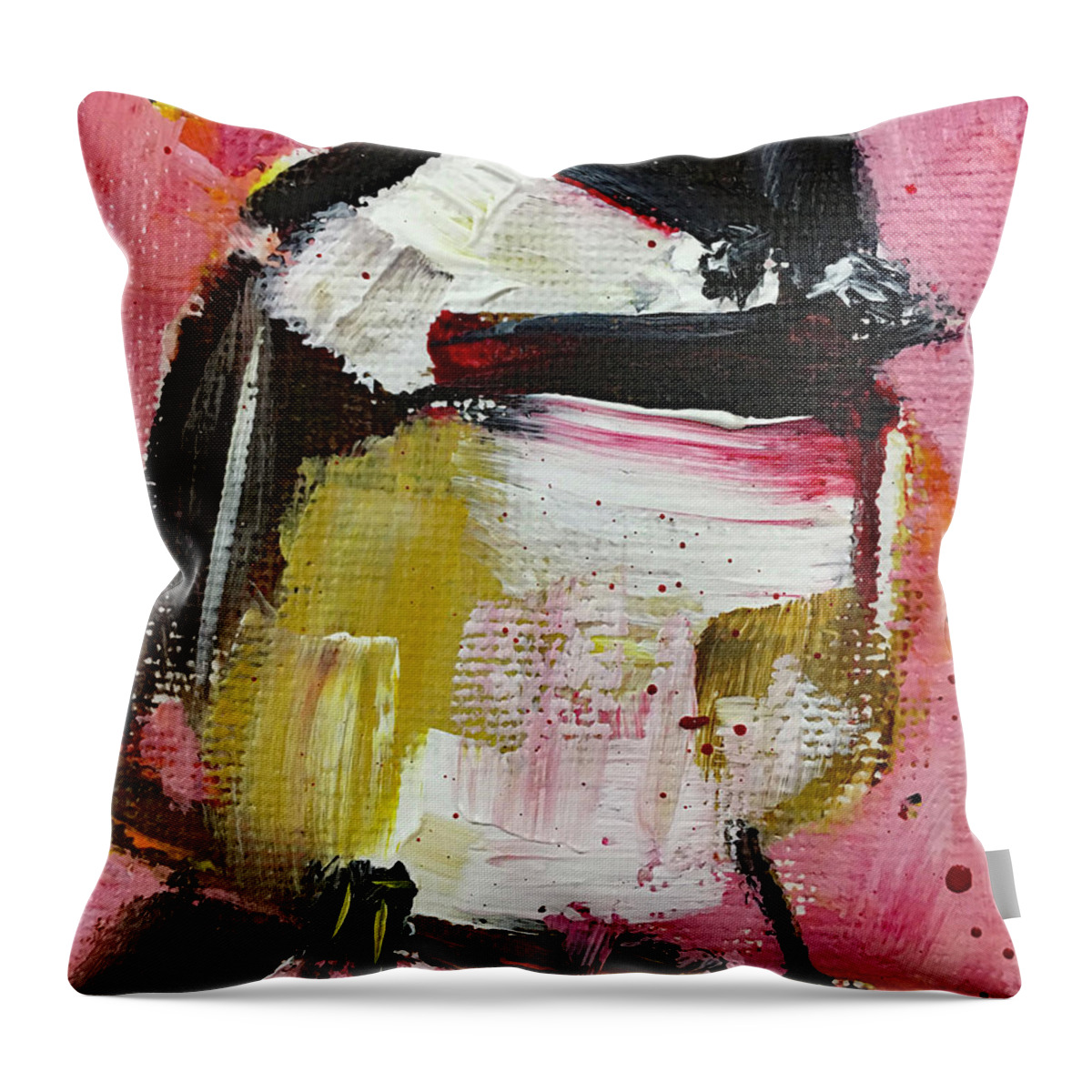 Chickadee Throw Pillow featuring the painting I heard a Chickadee by Roxy Rich