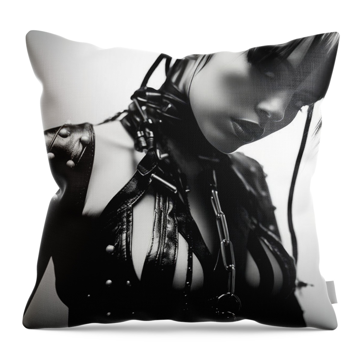 Leather Throw Pillow featuring the photograph I love leather No.1 by My Head Cinema