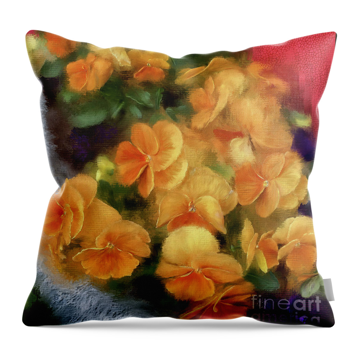 Pansies Throw Pillow featuring the digital art I Love Pansies by Lois Bryan