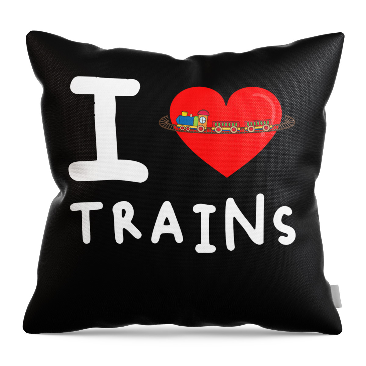 Funny Throw Pillow featuring the digital art I Love Trains by Flippin Sweet Gear