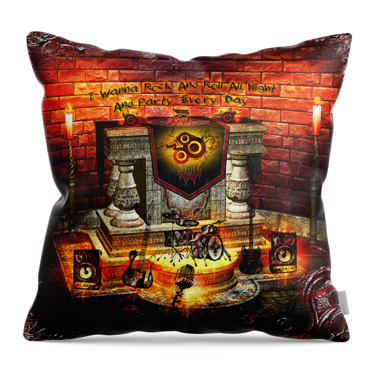 Rock Music Throw Pillow featuring the digital art I Want To Rock by Michael Damiani
