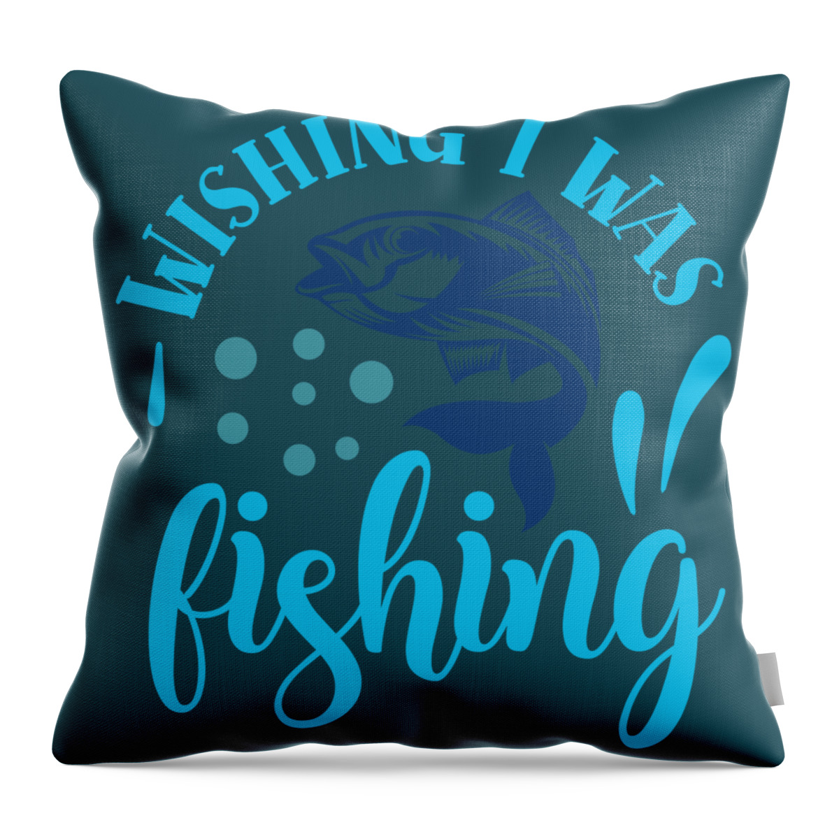North America Throw Pillow featuring the digital art I Wishing I Was Fishing by Anh Nguyen