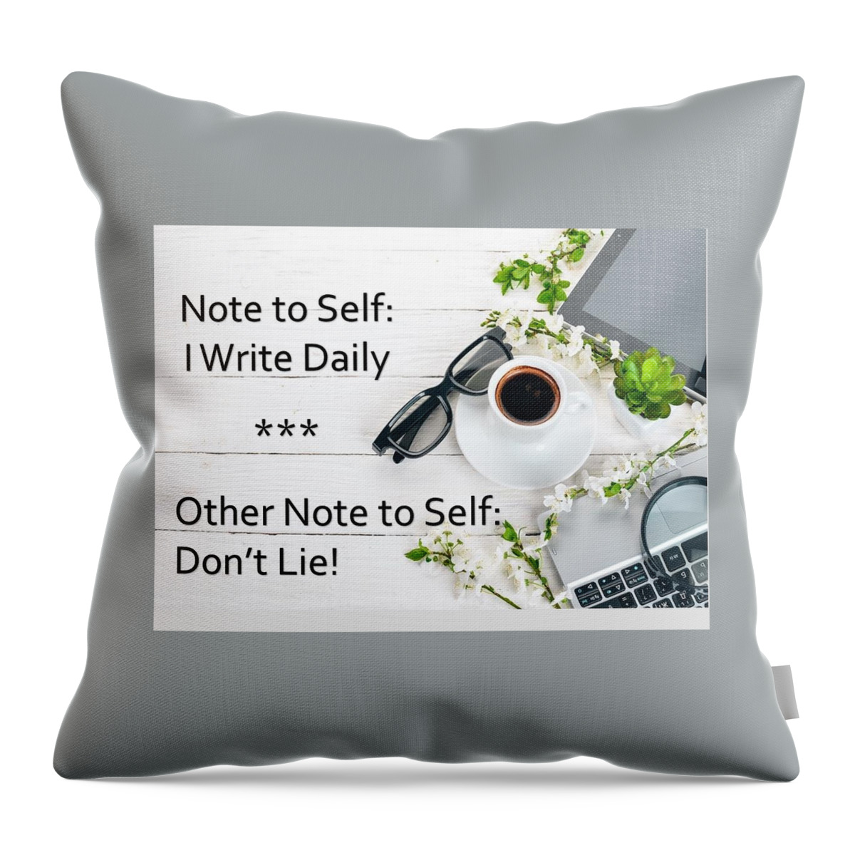 Writer Throw Pillow featuring the mixed media I Write Daily by Nancy Ayanna Wyatt