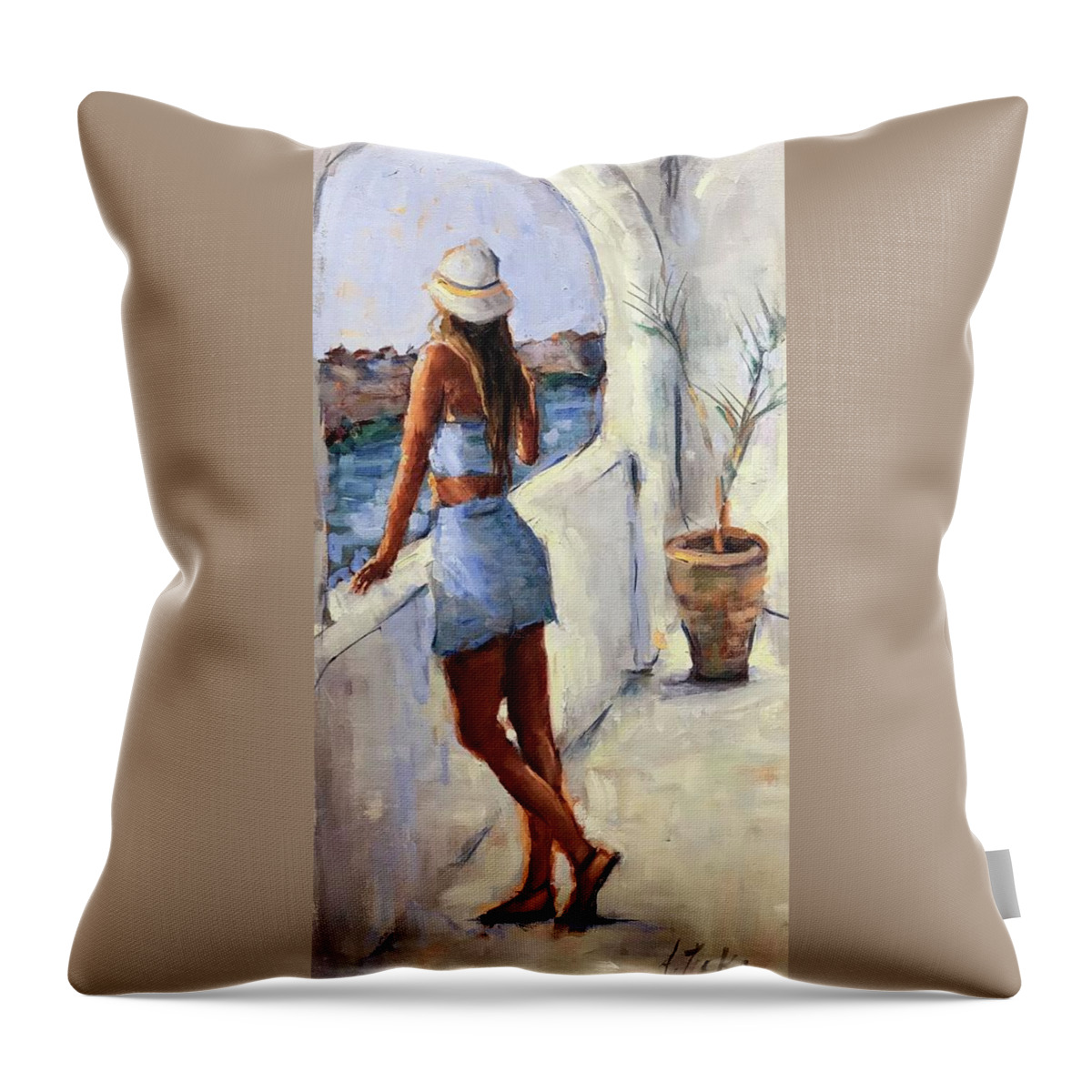 Figurative Throw Pillow featuring the painting Ibiza by Ashlee Trcka