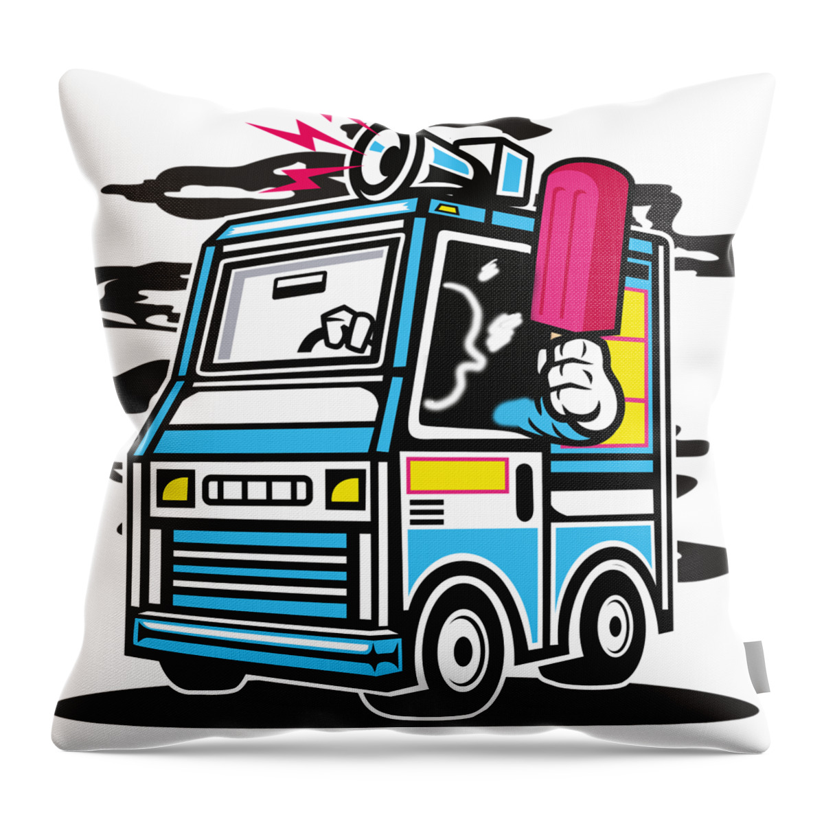 Ice Cream Throw Pillow featuring the digital art Ice cream truck by Long Shot