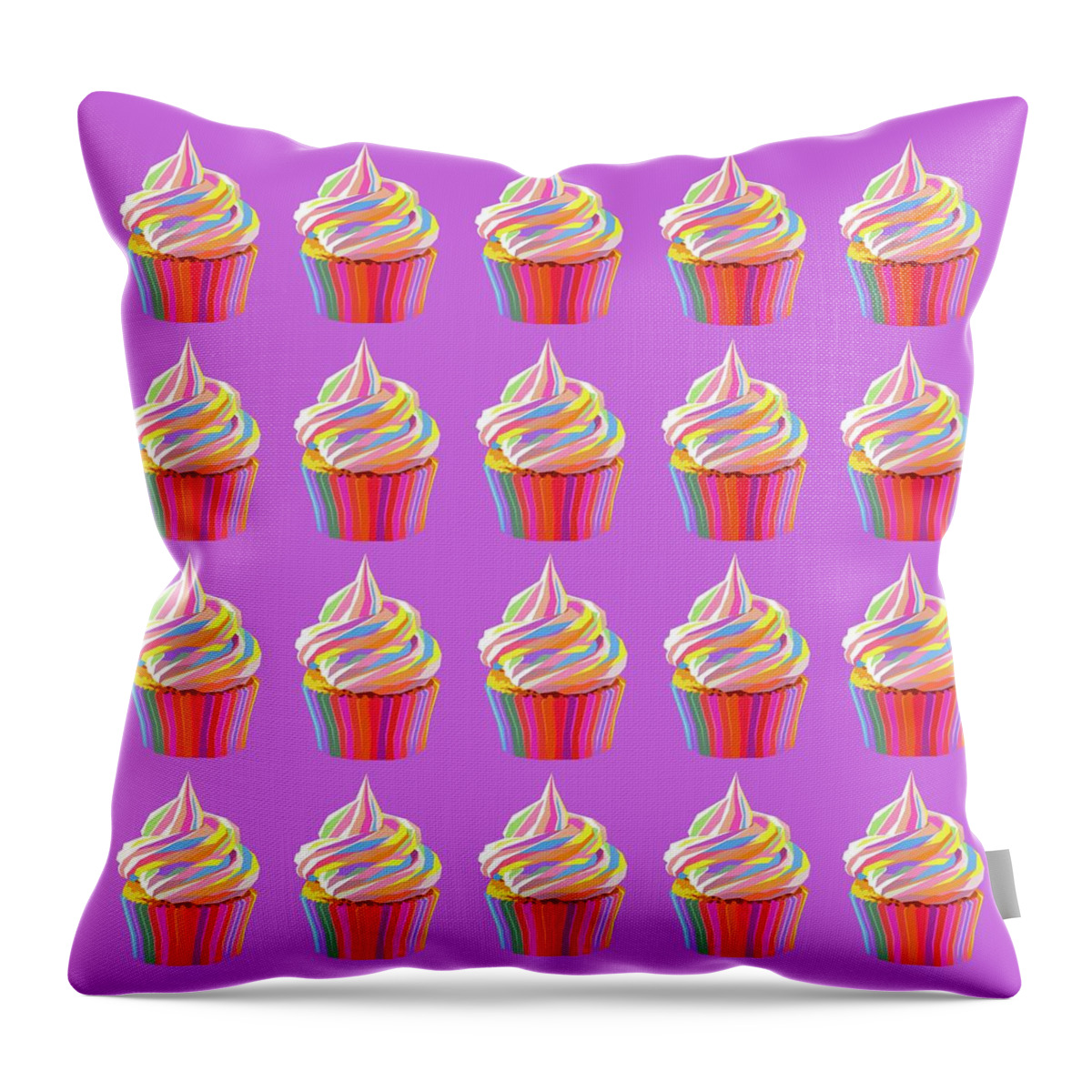 Wpap Throw Pillow featuring the digital art Ice Cream Wpap Pop Art Pattern Purple background by Ahmad Nusyirwan