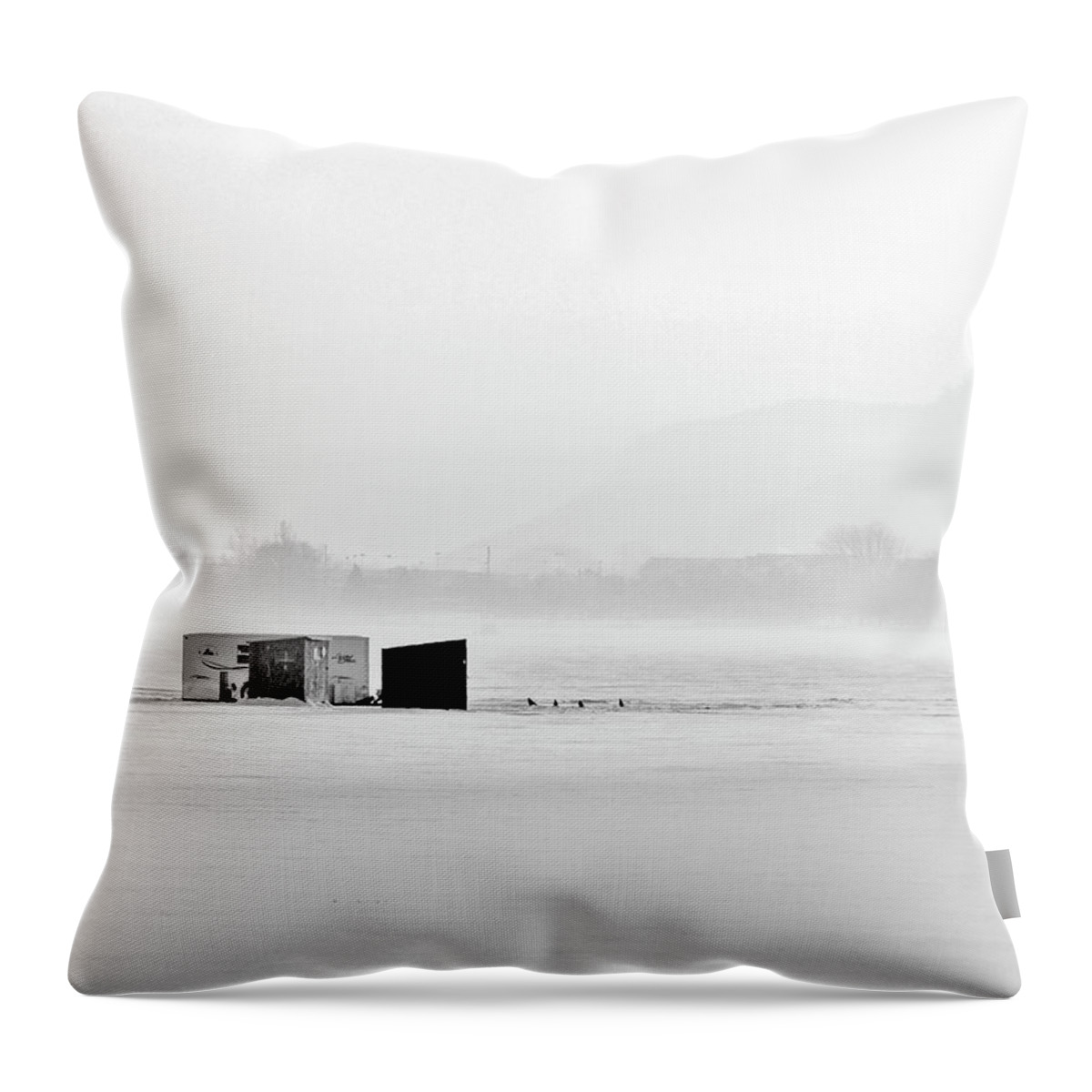 Ice Fishing Throw Pillow featuring the photograph Ice Fishing Food Chain by Susie Loechler
