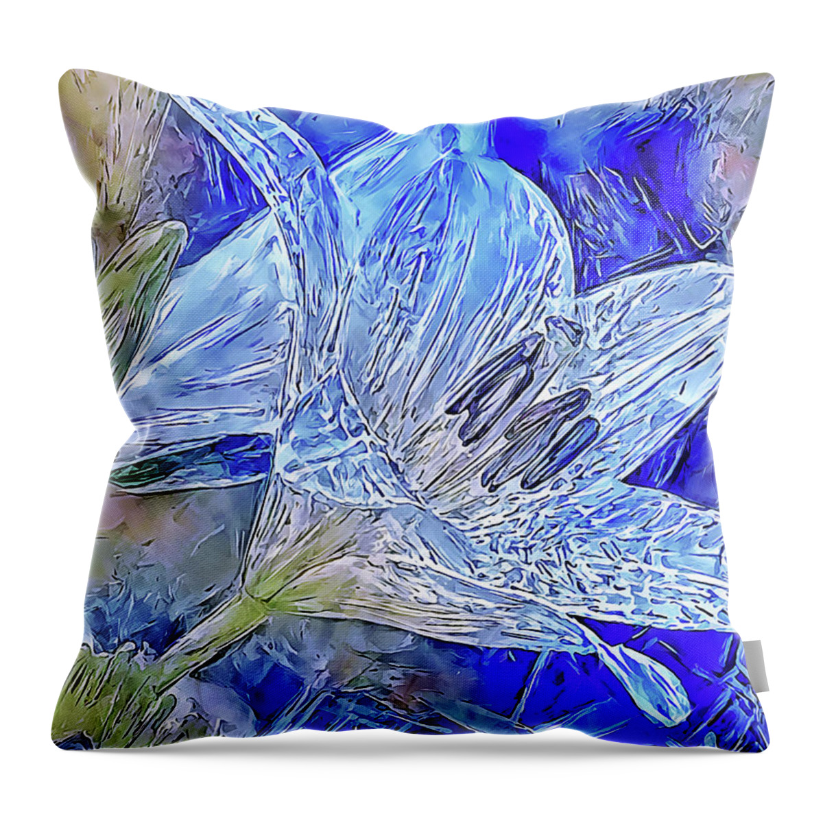 Lily Throw Pillow featuring the digital art Ice Lily by Alex Mir