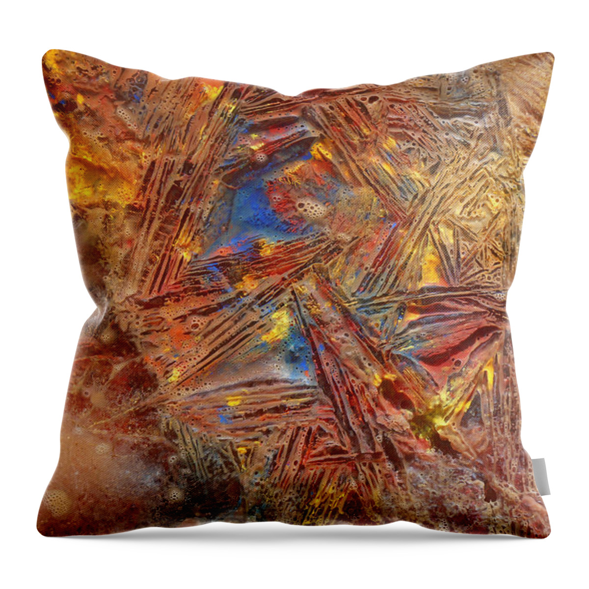 Ice Matrix Throw Pillow featuring the mixed media Ice Matrix - Icy Abstract 30 by Sami Tiainen