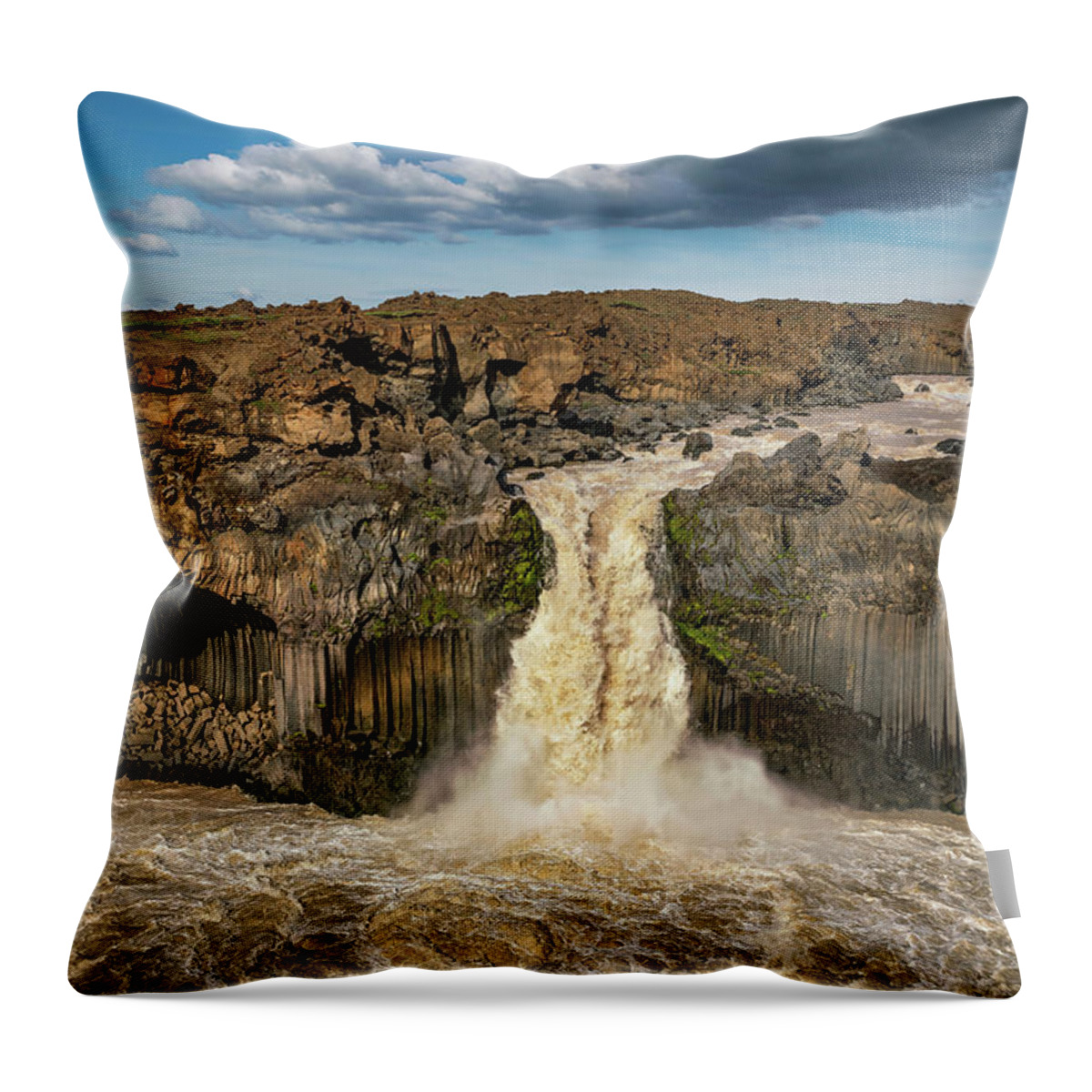 Aldeyjarfoss Throw Pillow featuring the photograph Iceland - Aldeyjarfoss waterfall by Olivier Parent