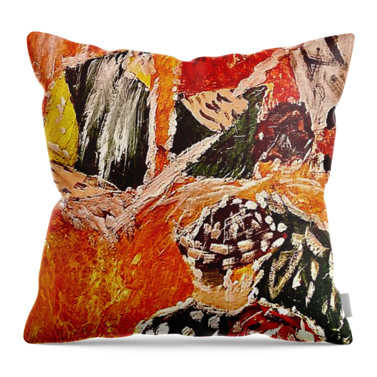  Throw Pillow featuring the painting Iconic Rodeo Clown by Bencasso Barnesquiat