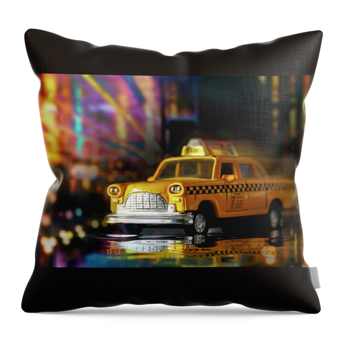 Nyc Throw Pillow featuring the photograph Iconic Yellow NYC Cab by Carol Japp