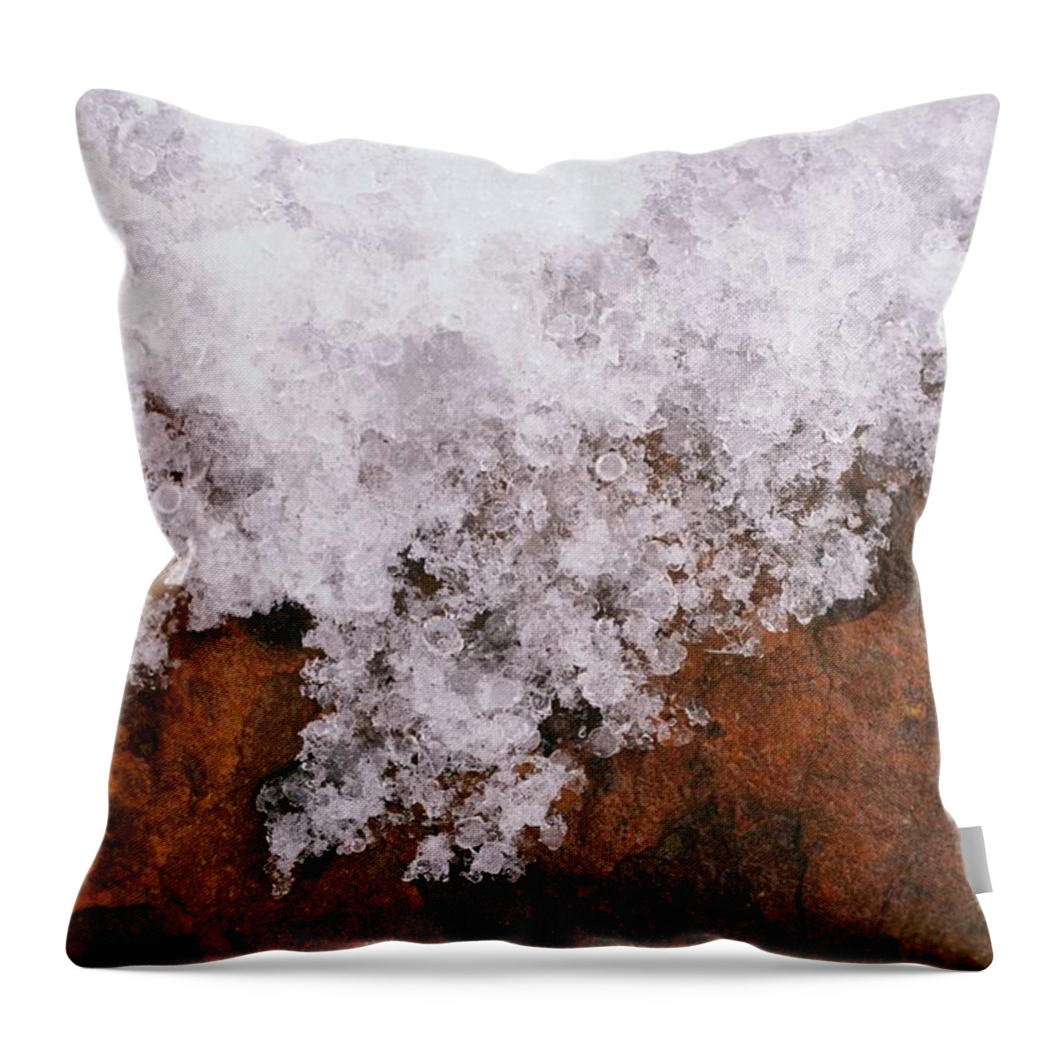 Rock Throw Pillow featuring the photograph The Edge of Ice Up Close by Gaby Ethington