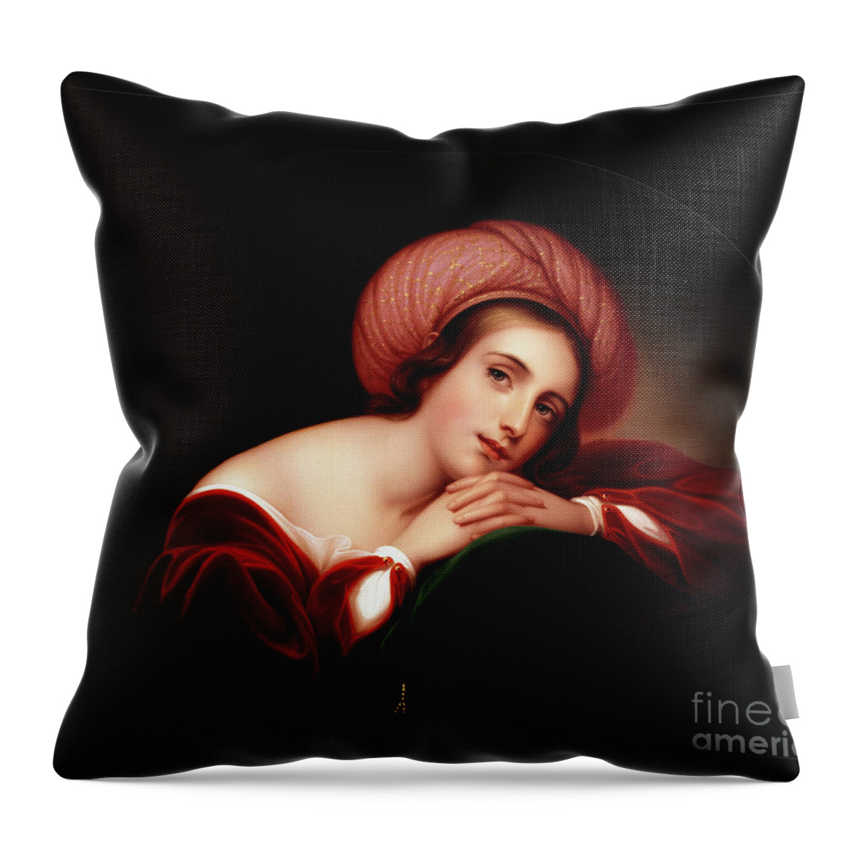 Idealized Portrait Throw Pillow featuring the painting Idealized Portrait by Rembrandt Peale Old Masters Classical Art Reproduction by Rolando Burbon