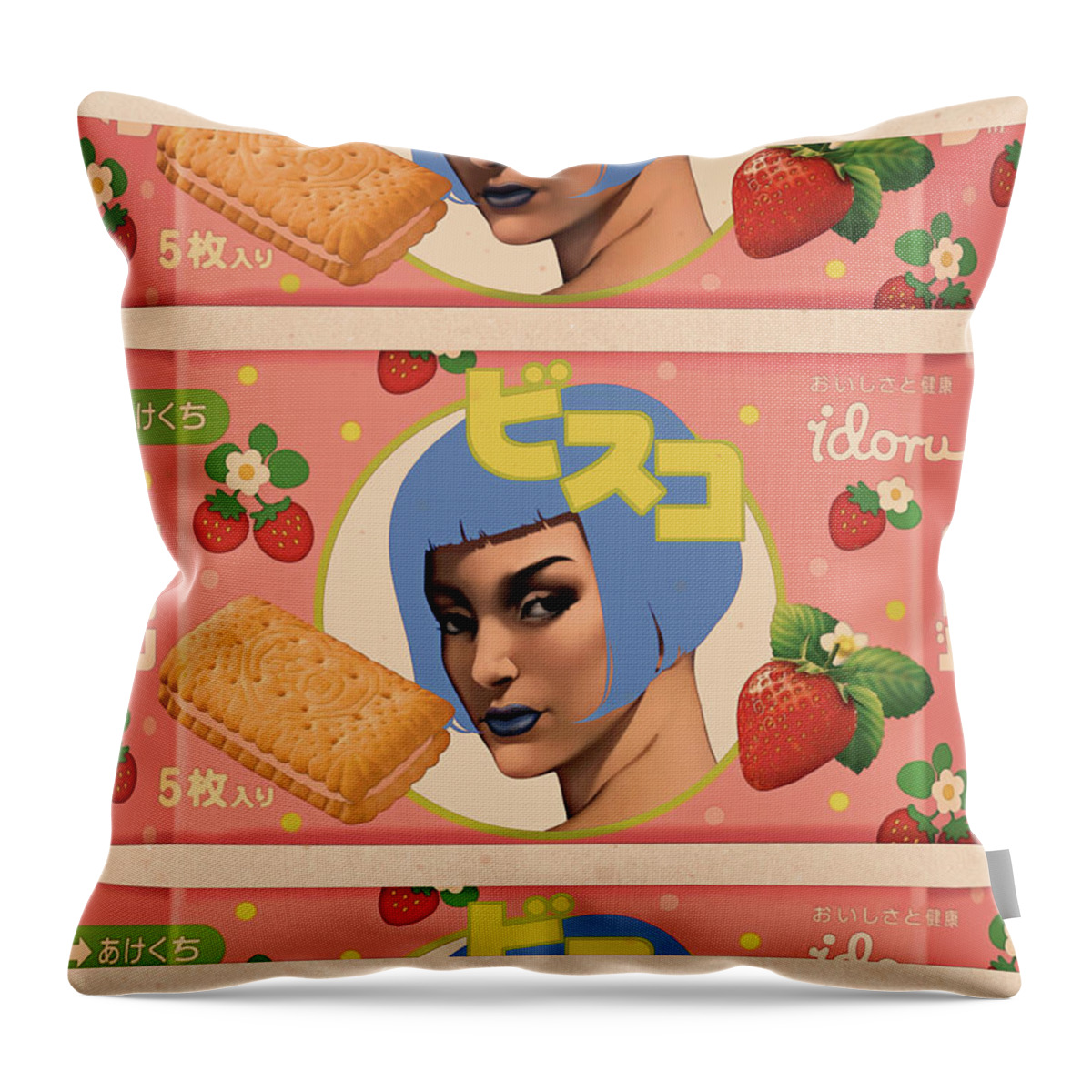 Pop Art Throw Pillow featuring the mixed media Idoru Sweets by Udo Linke