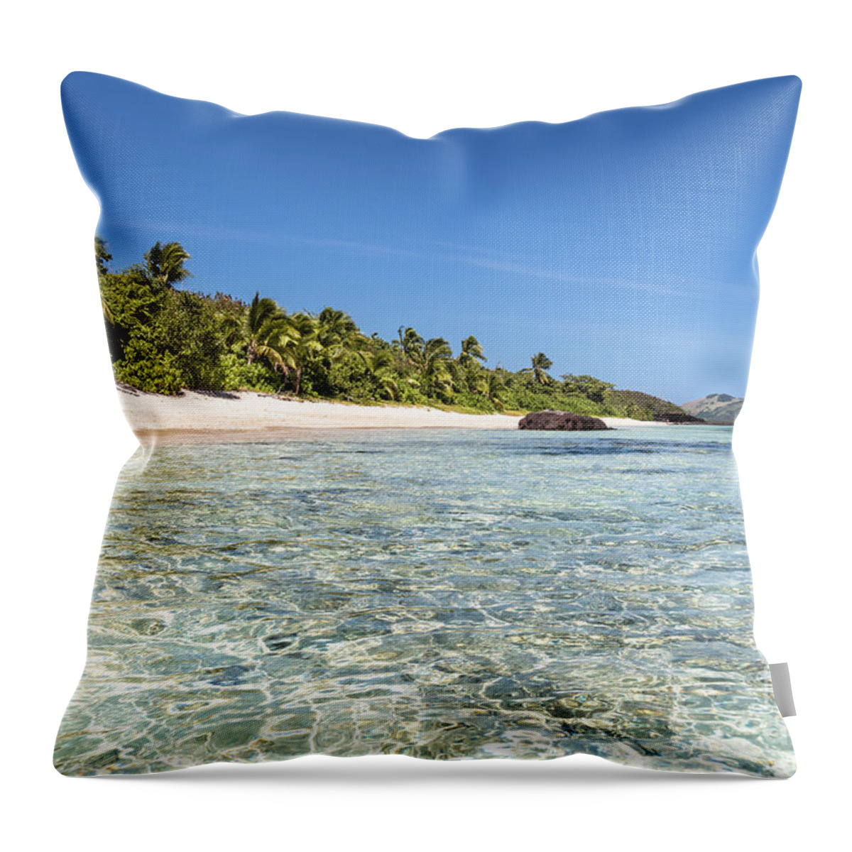 Fiji Throw Pillow featuring the photograph Idyllic beach in Yasawa, Fiji by Didier Marti