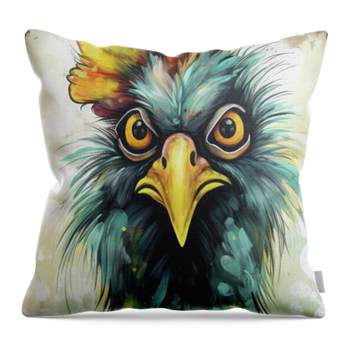 Chicken Throw Pillow featuring the painting If Looks Could Kill by Tina LeCour