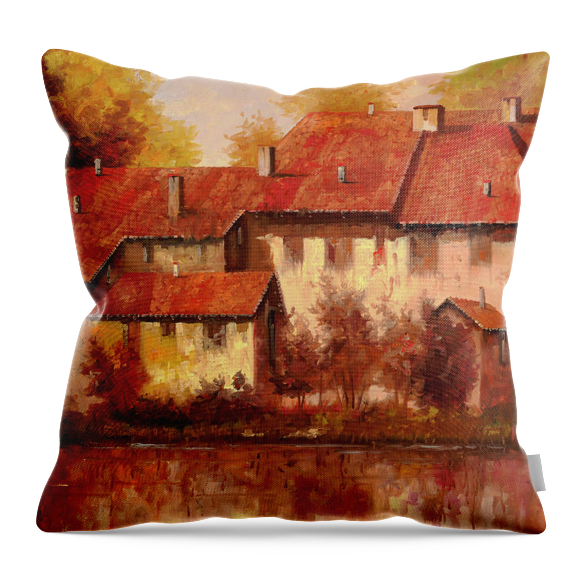 Landscape Throw Pillow featuring the painting Il Borgo Rosso by Guido Borelli