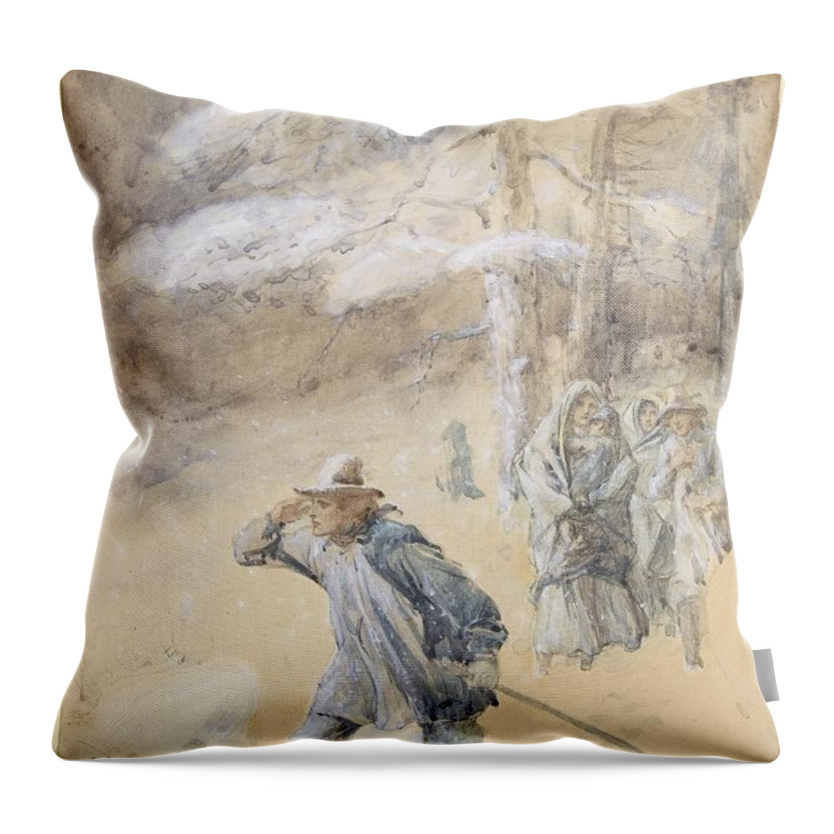 Illustration For Little Peter A Christmas Morality For Children Of Any Age Charles Edmund Brock (british Throw Pillow featuring the painting Illustration for Little Peter A Christmas Morality for Children of Any Age by Artistic Rifki