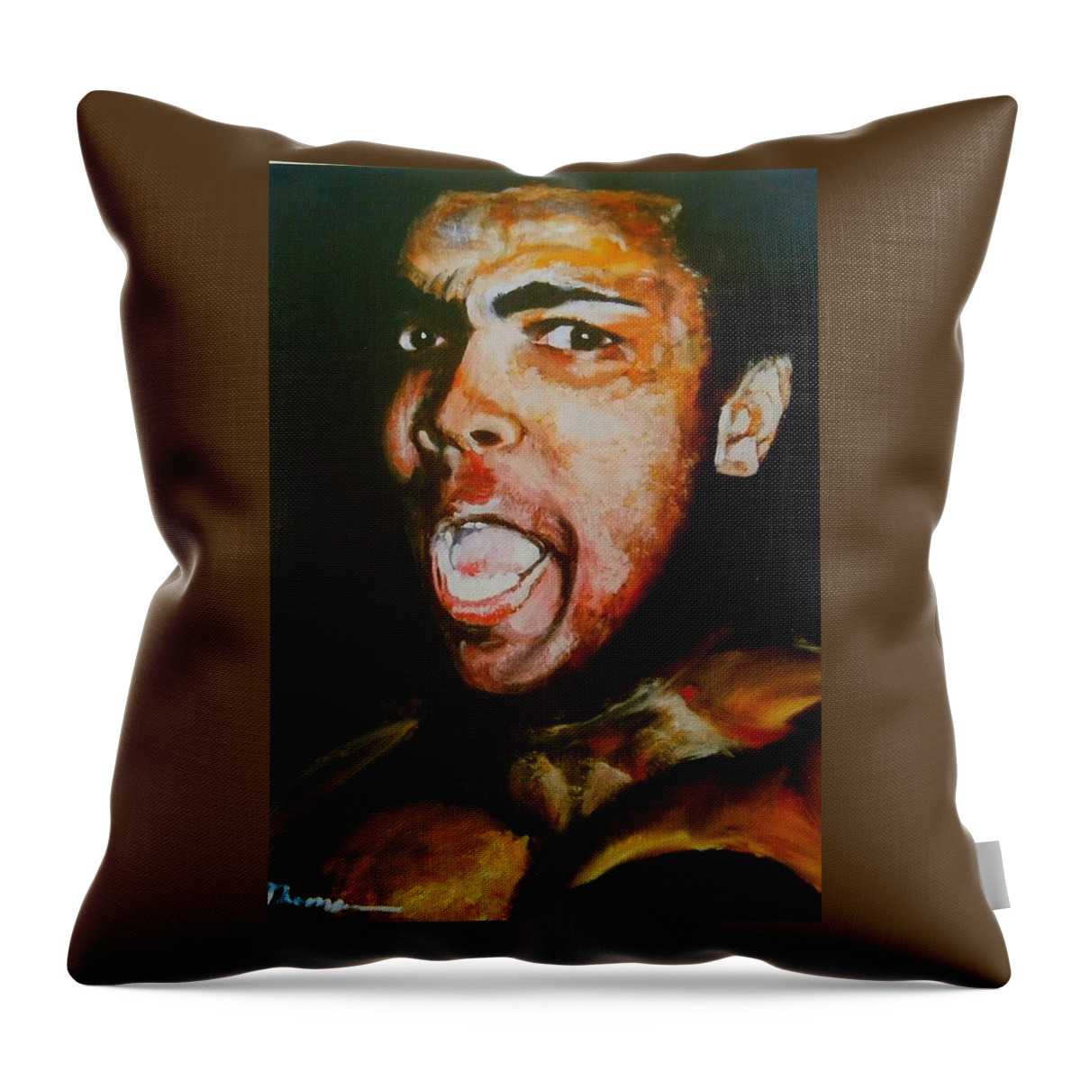 Ali Throw Pillow featuring the painting I'm a Bad Man by Victor Thomason
