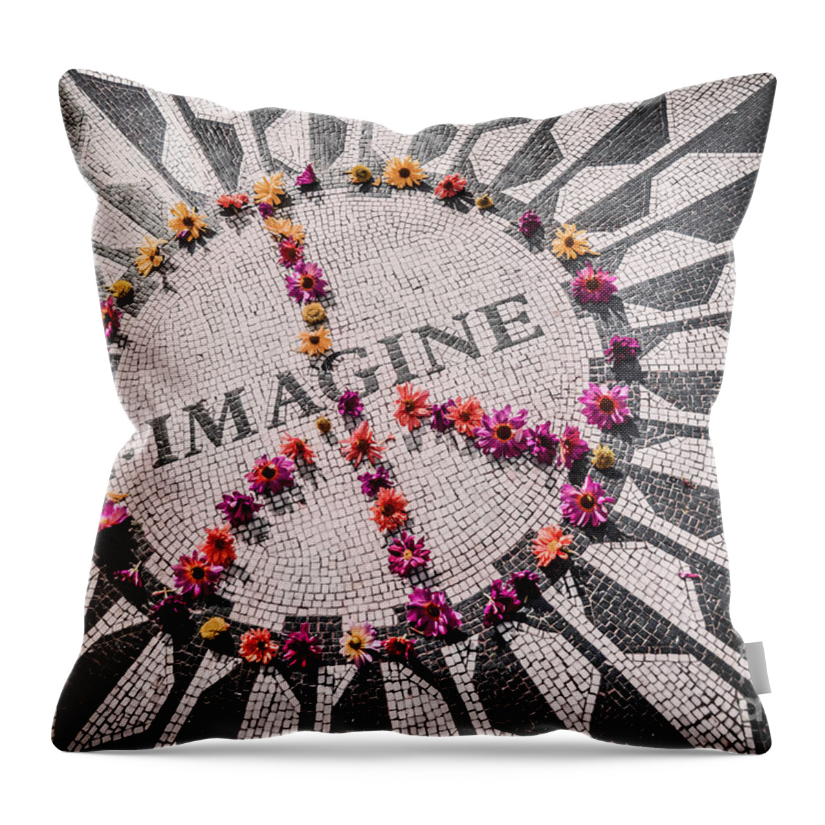 John Lennon Throw Pillow featuring the photograph Imagine Peace by Stacey Granger