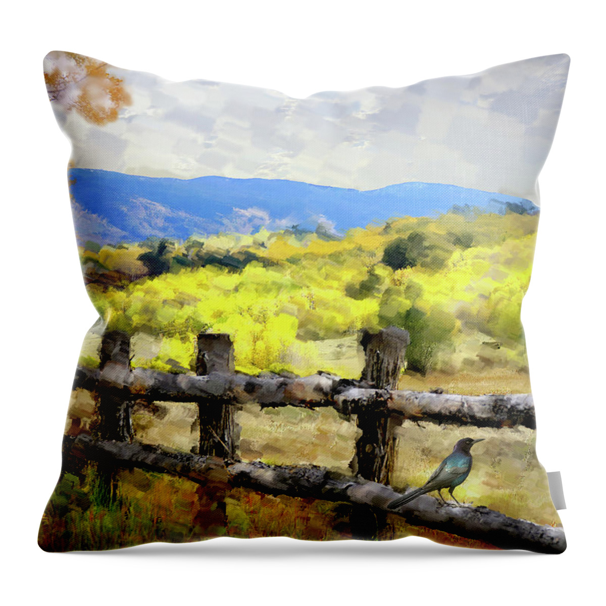 Fall Throw Pillow featuring the digital art Impressionist Fall, Colorado by Deb Nakano