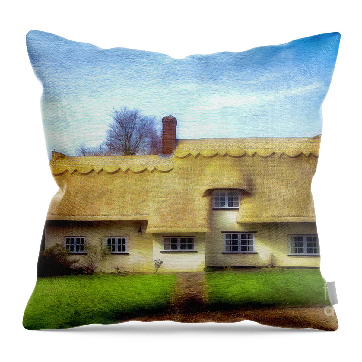 Cottage Throw Pillow featuring the photograph In A Village Named Matching Green Essex UK by Jack Torcello