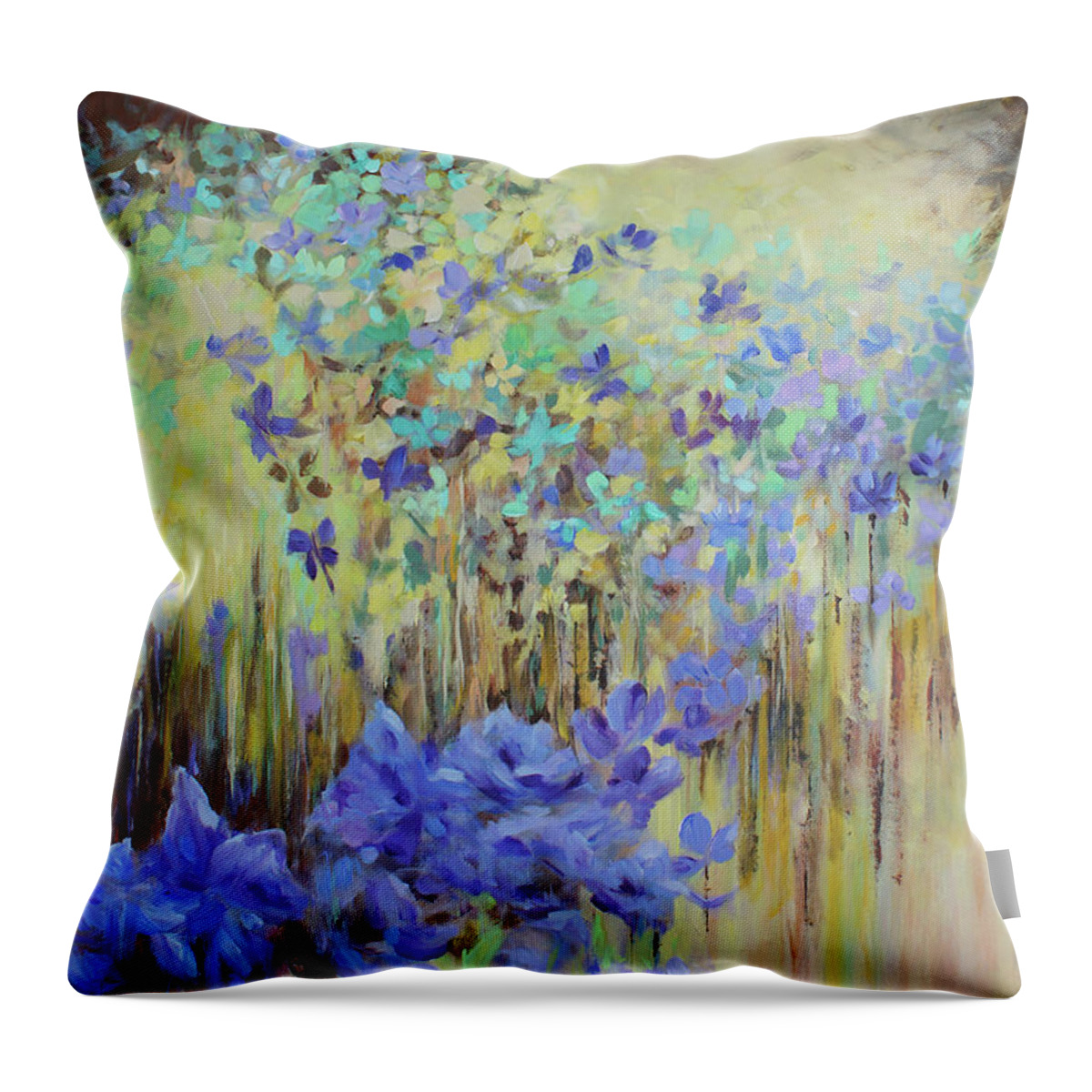 Iris Throw Pillow featuring the painting In Flight by Jo Smoley