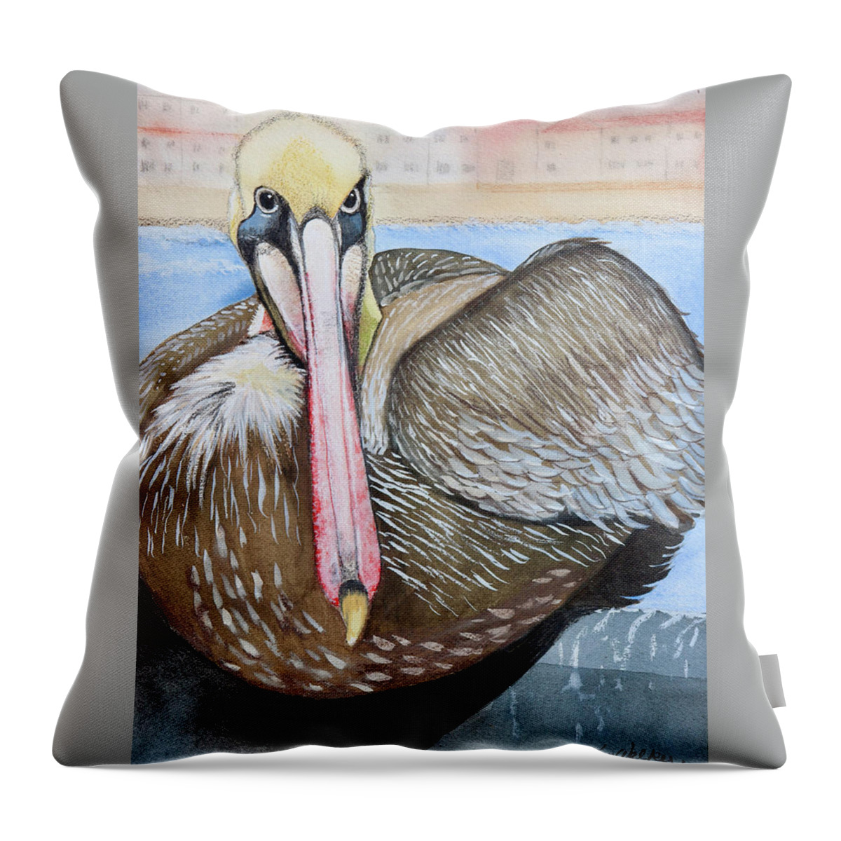 Orange Throw Pillow featuring the painting In Repose Watercolor by Kimberly Walker