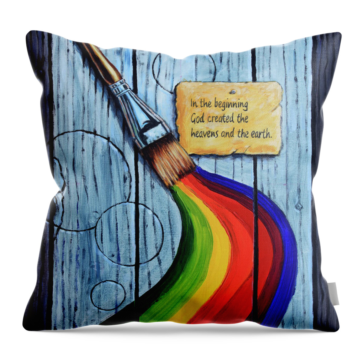 Still Life Throw Pillow featuring the painting In The Beginning by John Lautermilch